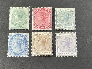 MALTA # 8-13---MINT/HINGED---COMPLETE SET SET---1885