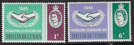 Tristan Da Cunha SC#87-88 INTERNATIOAL CO-OPERATION YEAR (1965) MNH