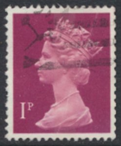 GB 1p Machin  SG X845 Used  1 band  SC# MH23A  see scans