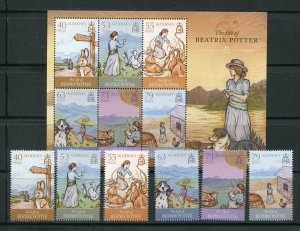 Alderney 471 - 476a Beatrix Potter Stamp Set With Sheet MNH 2013