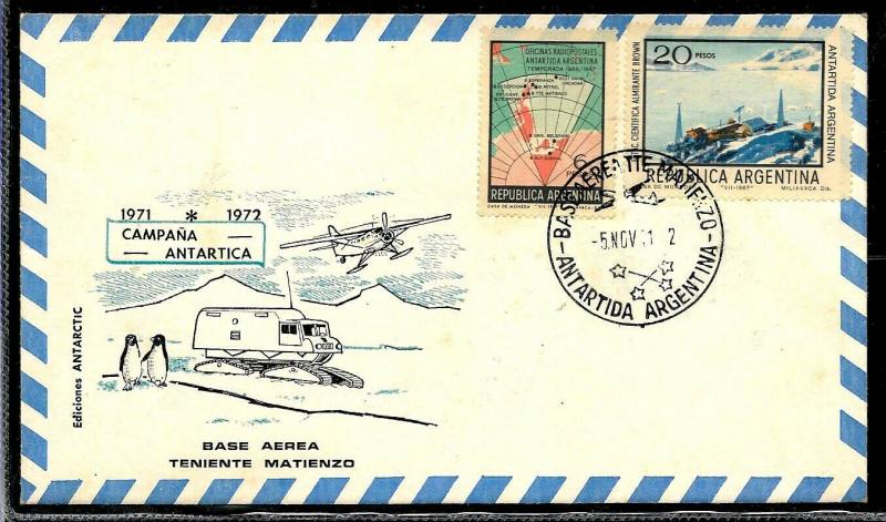 AANT-208 ARGENTINA 1971 ANTARCTIC ANTARCTICA MATIENZO STATION COVER POSTMARKS  