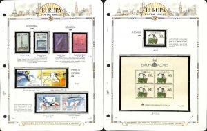 Europa Stamp Collection on 14 White Ace Pages, Mint NH Set, 1988