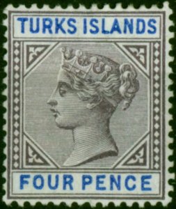 Turks Islands 1895 4d Dull Purple & Ultramarine SG71 Fine & Fresh MM