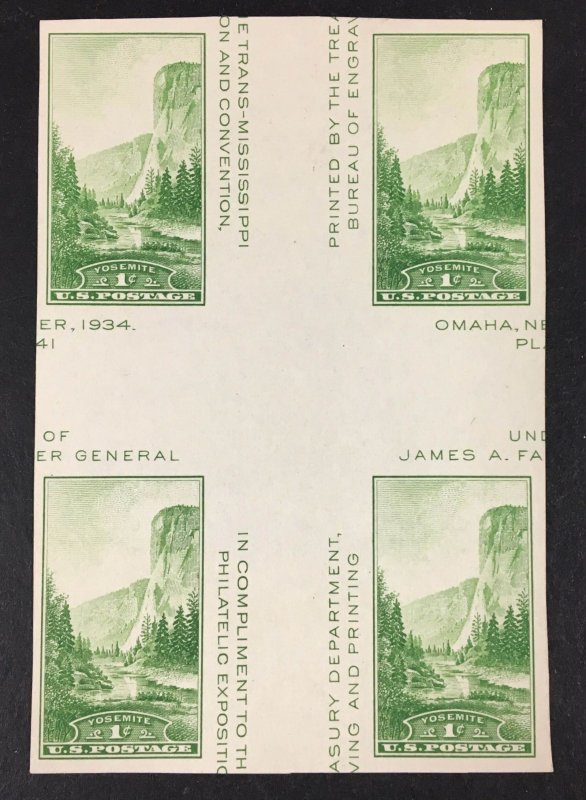 769a 1c Yosemite Park CROSS GUTTER BLOCK Mint No Gum as Issued XF