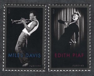 United States #4692-93 Forever (45¢) Edith Piaf & Miles Davis Two singles. MNH