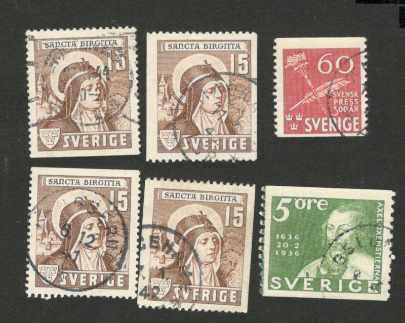 SWEDEN-USED LOT OD 6 USED STAMPS (108)