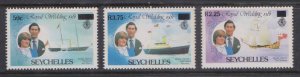 SEYCHELLES - 1983 ROWAL WEDDING - 3V SURCHARGED - MINT NH