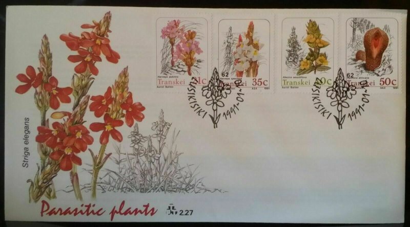 Transkei 1987- 1991 Beadwork Blankets Marine Life Seafood Parasitic Plants FDC 