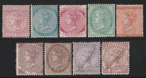 JAMAICA 1860 QV basic set ½d to 5/-, the 2/- & 5/- SPECIMEN. RARE EX ARCHIVE!