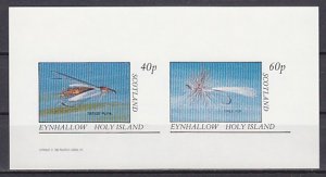 Eynhallow, 1982 Scotland Local issue. Fly Fishing Lures. IMPERF sheet of 2. E6.