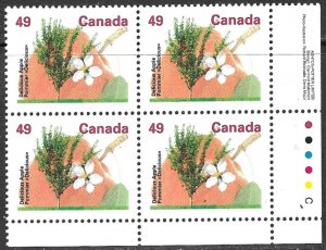 CANADA 1991 49c Fruit Trees Ashton-Potter Ltd Plate Block 4 Sc 1364 MNH