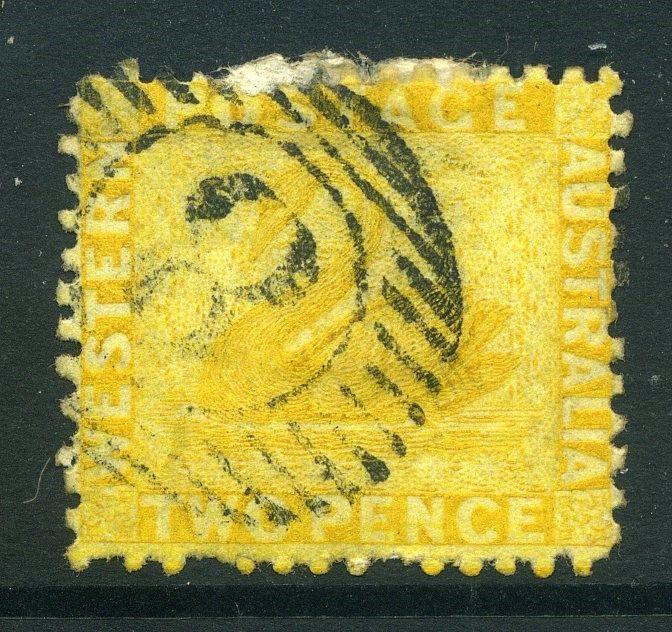 WESTERN AUSTRALIA;  Early classic Swan Type used 2d. + Numeral POSTMARK  8