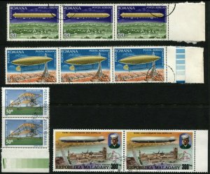 Romana Zeppelin Delta Plane Airmail Stamps Postage Collection Romania Topical