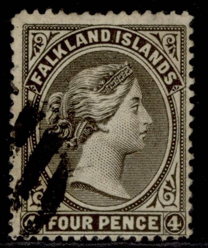 FALKLAND ISLANDS QV SG6, 4d grey-black, USED. Cat £95.