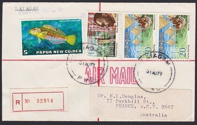 PAPUA NEW GUINEA 1977 Reg cover ex LAIAGAM..................................H155