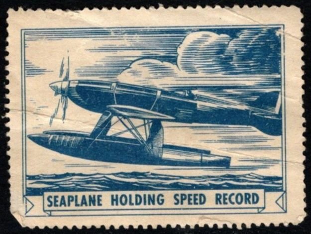 1936 US Poster Stamp Seaplane Holding Speed Record Unused Rough