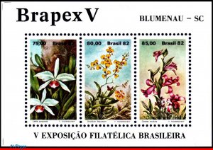 1792 BRAZIL 1982 BRAPEX STAMPS EXHIBITION, ORCHIDS, FLOWERS FLORA, RHM B-51 MNH