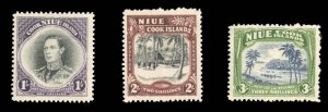 Niue #73-75 Cat$67.50 (for hinged), 1938 1sh-3sh, set of three, 1sh hinged, o...