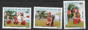 FRENCH POLYNESIA SG346/8 1981 TRADITIONAL DANCE MNH