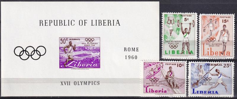 LIberia #390-2, C126-7 F-VF Unused CV $5.60 (A18118L)