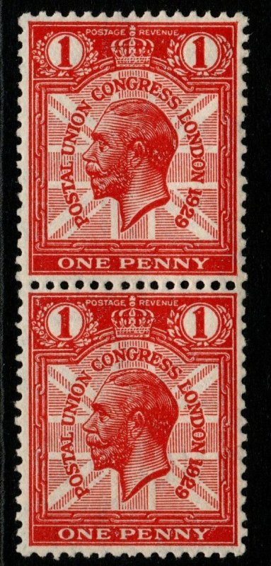 GB SGNcom6f 1929 PUC 1d SCARLET SHOWING 1829 FOR 1929 FLAW IN PAIR MNH