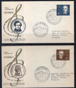 Germany 804a-804e Music Set of Five Typed FDCs