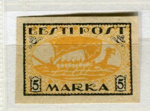 ESTONIA; 1919-20 Imperf pictorial issue fine Mint hinged Shade of 5M. value