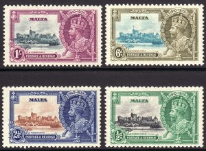 1935 Malta KGV Silver Jubilee complete set MLMH Sc# 184 / 187 CV $22.00 Set 1