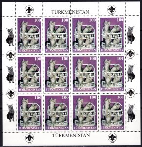 Turkmenistan 1997 DOMESTIC CATS/SCOUTS EMBLEM 6 MINI-SHEETLETS OF 12 VALUES MNH