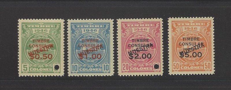 COSTA RICA TIMBRE CONSULAR SURCHARGED OVERPRINTED MUESTRA MNH 1946