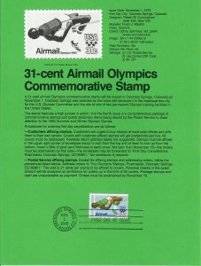 US SP474 Olympic High Jump Souvenir Page #C97