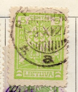 Lithuania 1923 Early Issue Fine Used 5c.