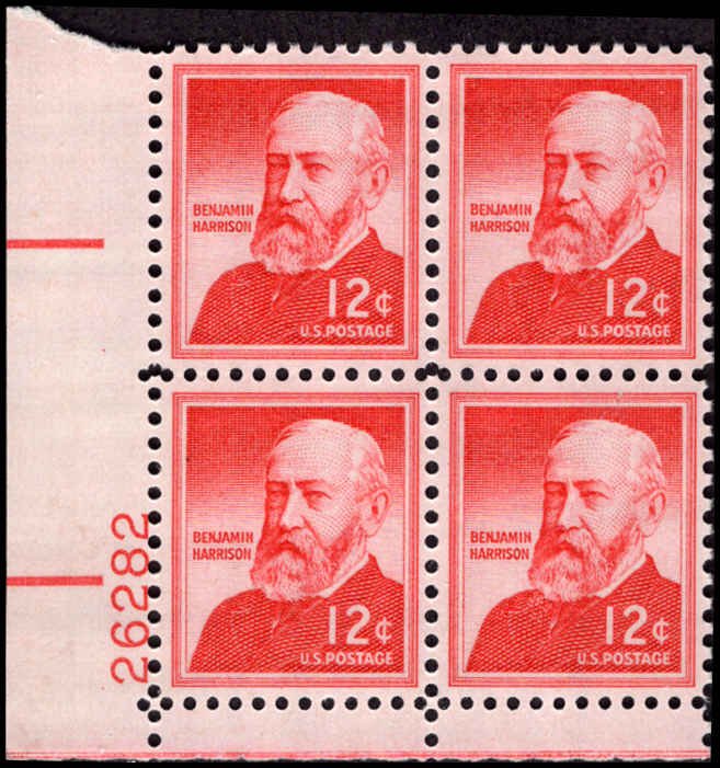 US #1045 BENJAMIN HARRISON MNH LL PLATE BLOCK #26282 DURLAND $2.00