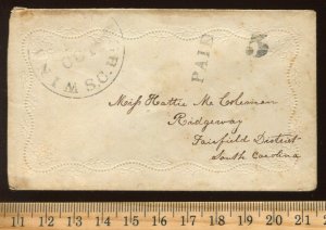 CSA Winnsborough SC Stampless 'PAID 5' Petite Ladies Cover CSA CV $200 BZ1687