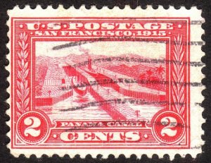 1913, US 2c, Panama canal, Used, Sc 398