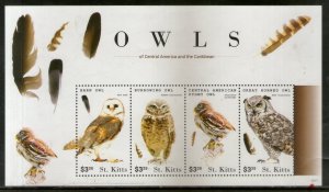St. Kitts 2015 Caribbean  Owls Birds of Prey Wildlife Fauna Sc 924 Sheetlet MNH