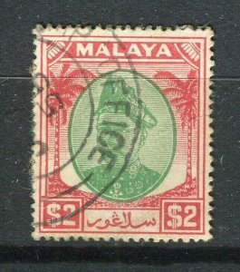 MALAYA SELANGOR; 1930s early Sultan issue fine used $2 value