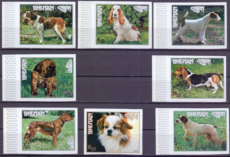 Bhutan. 1973. 536B-543B. Dogs. MNH. 