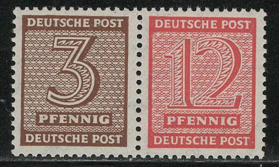 GDR West Saxony Scott # 14N1, 14N7, mint nh, se-tenant, Mi # WZd13