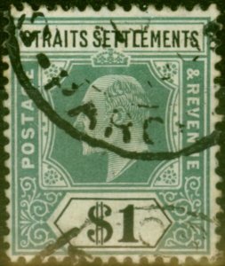 Straits Settlements 1905 $1 Dull Green & Black SG136 Fine Used