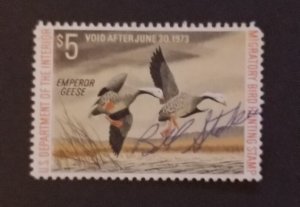 RW39 1972 US Duck Hunting Signed Stamp Used Bird T5562