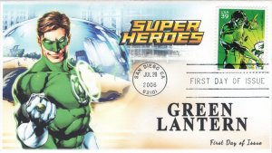 AO-4084b-3, 2006, DC Comics Super Heroes, Green Lantern, FDC, Add-on Cachet, Sta