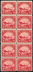 C6, Mint F-VF NH 24¢ Block of TEN Early Airmail Stamps CV $1300.00 - Stuart Katz