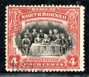 NORTH BORNEO KEVII Stamp 4c (1909) Used ORANGE283