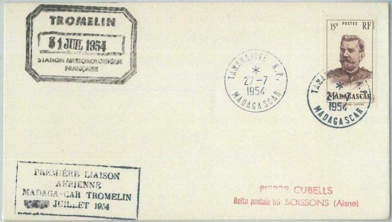 77747 - MADAGASCAR  - Postal History - First Flight COVER to TROMELIN polar 1954