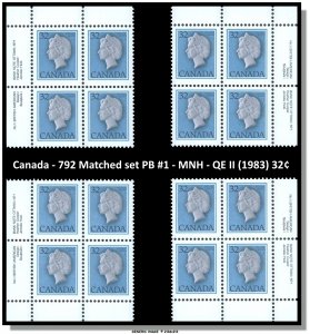 Canada - 792 Matched set PB #1 - MNH - QE II (1983) 32¢ FV 5.12$