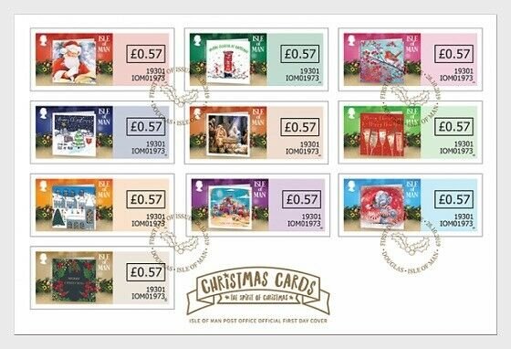 Isle of Man Stamps 2019. - New Year Cards 2019 - Christmas Spirit - FDC Self-Adh