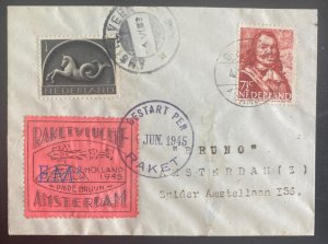 1945 Netherlands First Rocket Flight Mail Cover To Amsterdam Only 29 Flown