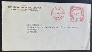 1959 Port Of Spain Trinidad Bank Meter Cancel Cover To Hamburg Germany