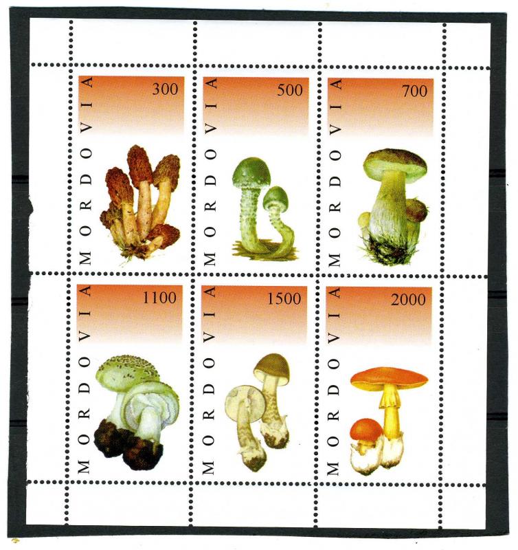 Mordovia 1998 (Russia Local) MUSHROOMS Sheet Perforated Mint (NH)